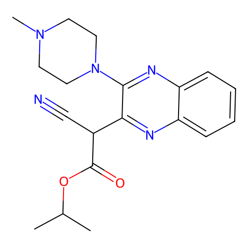 Propan-2-yl cyano[3-(4-methylpiperazin-1-yl)quinoxalin-2-yl]acetate structure