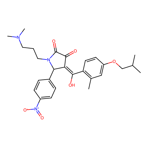 (4E)-1-[3-(dimethylamino)propyl]-4-[hydroxy-[2-methyl-4-(2-methylpropoxy)phenyl]methylidene]-5-(4-nitrophenyl)pyrrolidine-2,3-dione structure