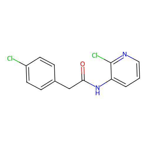 2-(4-chlorophenyl)-N-(2-chloropyridin-3-yl)acetamide structure