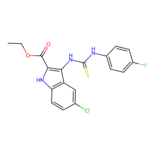 ethyl 5-chloro-3-{[(4-fluorophenyl)carbamothioyl]amino}-1H-indole-2-carboxylate structure