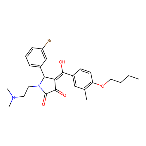 (4E)-5-(3-bromophenyl)-4-[(4-butoxy-3-methylphenyl)-hydroxymethylidene]-1-(2-dimethylaminoethyl)pyrrolidine-2,3-dione structure