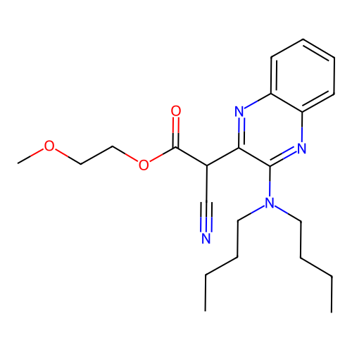 2-Methoxyethyl cyano[3-(dibutylamino)quinoxalin-2-yl]acetate structure