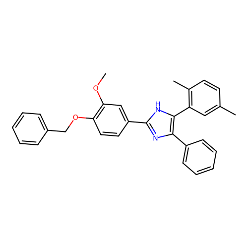 2-(4-(benzyloxy)-3-methoxyphenyl)-5-(2,5-dimethylphenyl)-4-phenyl-1H-imidazole structure