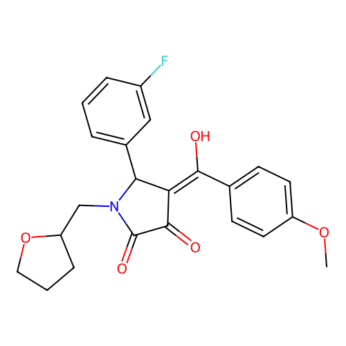 (4E)-5-(3-fluorophenyl)-4-[hydroxy(4-methoxyphenyl)methylidene]-1-(tetrahydrofuran-2-ylmethyl)pyrrolidine-2,3-dione structure