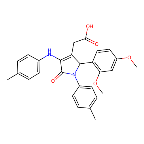 {2-(2,4-dimethoxyphenyl)-1-(4-methylphenyl)-4-[(4-methylphenyl)amino]-5-oxo-2,5-dihydro-1H-pyrrol-3-yl}acetic acid structure