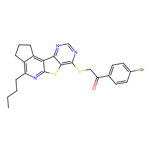 1-(4-bromophenyl)-2-((4-butyl-2,3-dihydro-1H-cyclopenta[4',5']pyrido[3',2':4,5]thieno[3,2-d]pyrimidin-7-yl)thio)ethanone structure