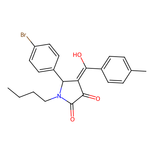 (4E)-5-(4-bromophenyl)-1-butyl-4-[hydroxy(4-methylphenyl)methylidene]pyrrolidine-2,3-dione structure