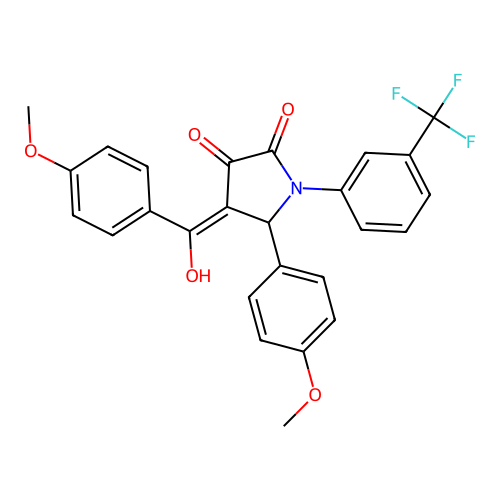 (4E)-4-[hydroxy(4-methoxyphenyl)methylidene]-5-(4-methoxyphenyl)-1-[3-(trifluoromethyl)phenyl]pyrrolidine-2,3-dione structure