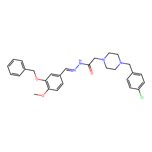 (E)-N'-(3-(benzyloxy)-4-methoxybenzylidene)-2-(4-(4-chlorobenzyl)piperazin-1-yl)acetohydrazide structure