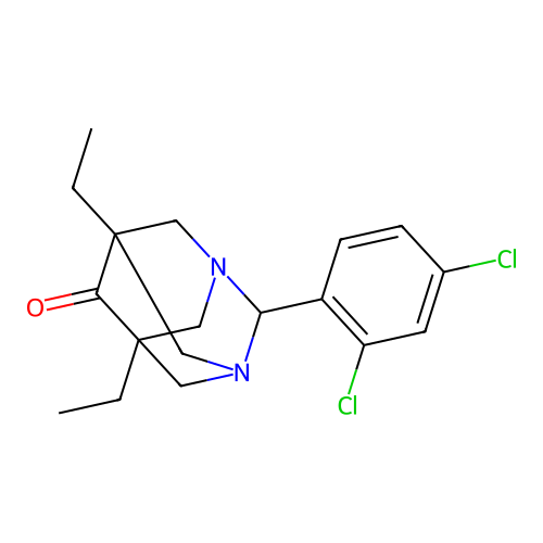 2-(2,4-Dichlorophenyl)-5,7-diethyl-1,3-diazatricyclo[3.3.1.1~3,7~]decan-6-one structure