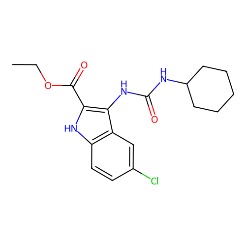 ethyl 5-chloro-3-[(cyclohexylcarbamoyl)amino]-1H-indole-2-carboxylate structure