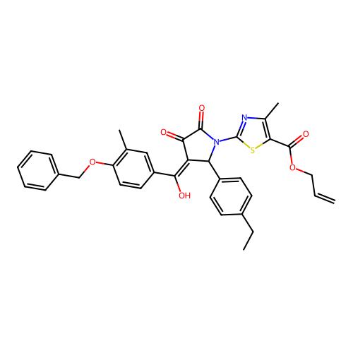 allyl 2-(3-(4-(benzyloxy)-3-methylbenzoyl)-2-(4-ethylphenyl)-4-hydroxy-5-oxo-2,5-dihydro-1H-pyrrol-1-yl)-4-methylthiazole-5-carboxylate structure