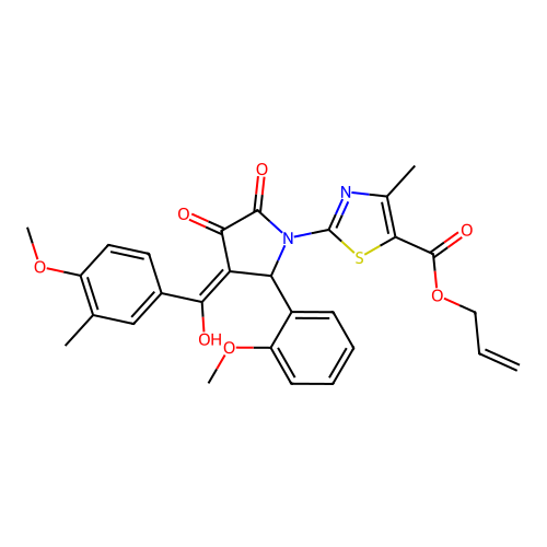 prop-2-en-1-yl 2-{3-hydroxy-4-[(4-methoxy-3-methylphenyl)carbonyl]-5-(2-methoxyphenyl)-2-oxo-2,5-dihydro-1H-pyrrol-1-yl}-4-methyl-1,3-thiazole-5-carboxylate structure