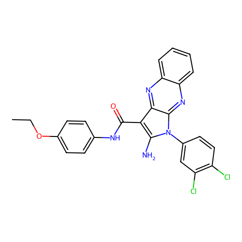 2-amino-1-(3,4-dichlorophenyl)-N-(4-ethoxyphenyl)-1H-pyrrolo[2,3-b]quinoxaline-3-carboxamide structure