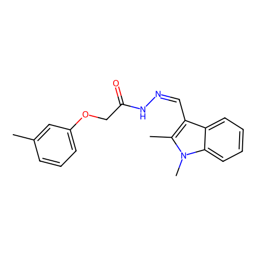 (Z)-N'-((1,2-dimethyl-1H-indol-3-yl)methylene)-2-(m-tolyloxy)acetohydrazide structure