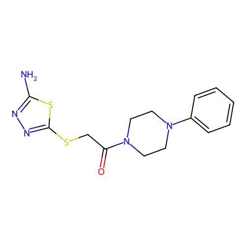 2-[(5-Amino-1,3,4-thiadiazol-2-yl)sulfanyl]-1-(4-phenylpiperazin-1-yl)ethanone structure