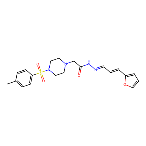 (E)-N'-((E)-3-(furan-2-yl)allylidene)-2-(4-tosylpiperazin-1-yl)acetohydrazide structure