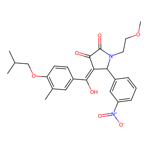 (4E)-4-[hydroxy-[3-methyl-4-(2-methylpropoxy)phenyl]methylidene]-1-(2-methoxyethyl)-5-(3-nitrophenyl)pyrrolidine-2,3-dione structure