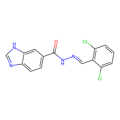 N'-[(E)-(2,6-dichlorophenyl)methylidene]-1H-benzimidazole-5-carbohydrazide structure