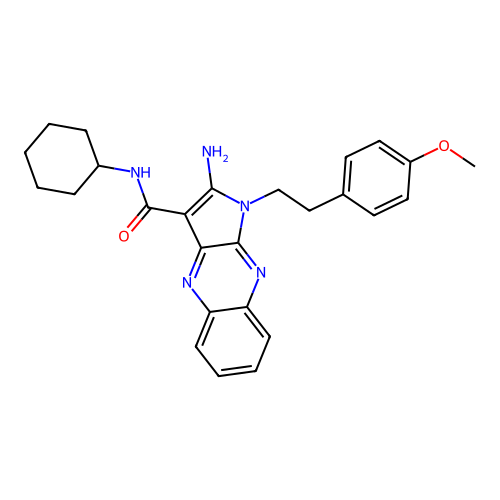 2-amino-N-cyclohexyl-1-(4-methoxyphenethyl)-1H-pyrrolo[2,3-b]quinoxaline-3-carboxamide structure