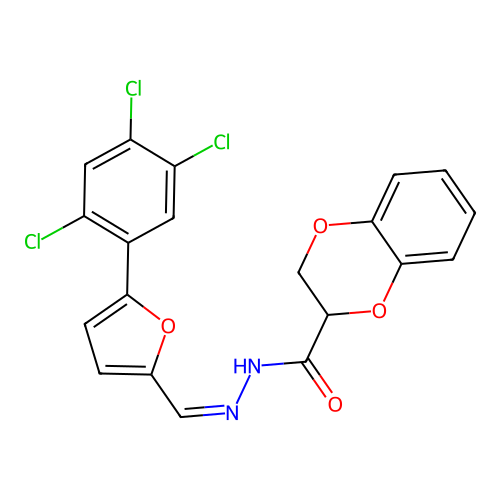 (Z)-N'-((5-(2,4,5-trichlorophenyl)furan-2-yl)methylene)-2,3-dihydrobenzo[b][1,4]dioxine-2-carbohydrazide structure