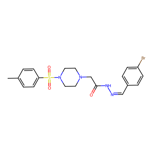 (Z)-N'-(4-bromobenzylidene)-2-(4-tosylpiperazin-1-yl)acetohydrazide structure