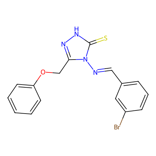 4-[(E)-(3-bromophenyl)methylideneamino]-3-(phenoxymethyl)-1H-1,2,4-triazole-5-thione structure