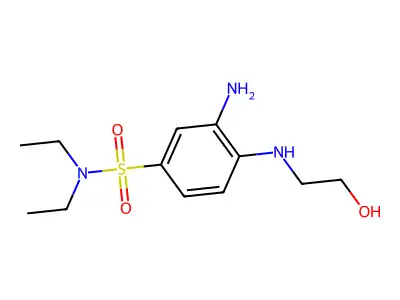 3-Amino-N,N-diethyl-4-[(2-hydroxyethyl)amino]benzene-1-sulfonamide structure