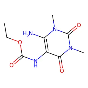 Ethyl (6-amino-1,2,3,4-tetrahydro-1,3-dimethyl-2,4-dioxo-5-pyrimidinyl)carbamate structure