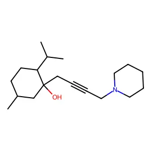 Cyclohexanol, 5-methyl-2-(1-methylethyl)-1-(4-(1-piperidinyl)-2-butynyl)-, (1-alpha,2-alpha,5-beta)- structure