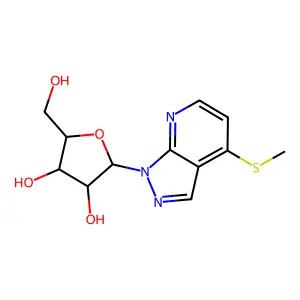1H-Pyrazolo[3, 4-(methylthio)-1-.beta.-D-ribofuranosyl- structure