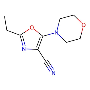 2-Ethyl-5-morpholin-4-yl-1,3-oxazole-4-carbonitrile structure