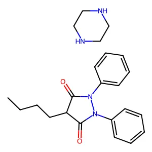 3,5-Pyrazolidinedione, 4-butyl-1,2-diphenyl-, compd. with piperazine (1:1) structure