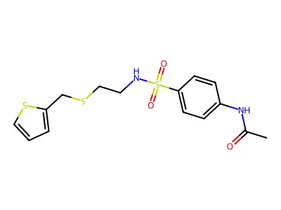 N-[4-[2-(thiophen-2-ylmethylsulfanyl)ethylsulfamoyl]phenyl]acetamide structure