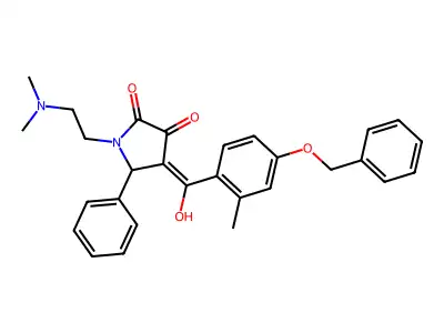 1-(2-dimethylaminoethyl)-4-[hydroxy-(2-methyl-4-phenylmethoxyphenyl)methylidene]-5-phenylpyrrolidine-2,3-dione structure
