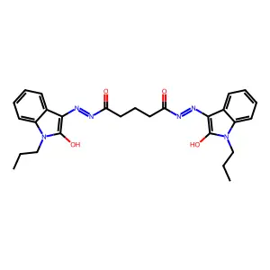 N'~1~-[(3E)-2-oxo-1-propyl-1,2-dihydro-3H-indol-3-ylidene]-N'~5~-[(3Z)-2-oxo-1-propyl-1,2-dihydro-3H-indol-3-ylidene]pentanedihydrazide structure