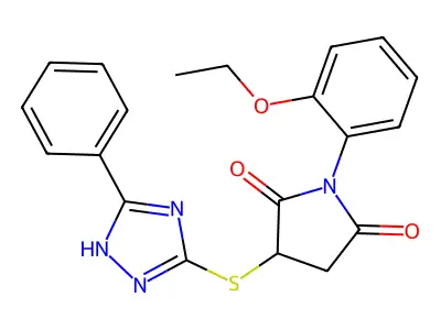 1-(2-ethoxyphenyl)-3-[(5-phenyl-4H-1,2,4-triazol-3-yl)sulfanyl]pyrrolidine-2,5-dione structure