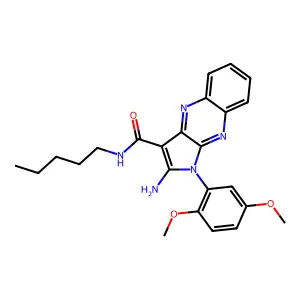 2-amino-1-(2,5-dimethoxyphenyl)-N-pentyl-1H-pyrrolo[2,3-b]quinoxaline-3-carboxamide structure