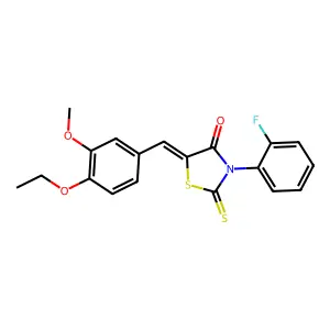 (5Z)-5-(4-ethoxy-3-methoxybenzylidene)-3-(2-fluorophenyl)-2-thioxo-1,3-thiazolidin-4-one structure
