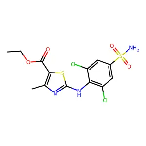 Ethyl 2-((2,6-dichloro-4-sulfamoylphenyl)amino)-4-methylthiazole-5-carboxylate structure