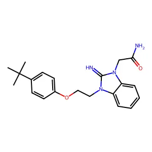 2-[3-[2-(4-Tert-butylphenoxy)ethyl]-2-iminobenzimidazol-1-yl]acetamide structure