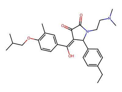 1-(2-dimethylaminoethyl)-5-(4-ethylphenyl)-4-[hydroxy-[3-methyl-4-(2-methylpropoxy)phenyl]methylidene]pyrrolidine-2,3-dione structure
