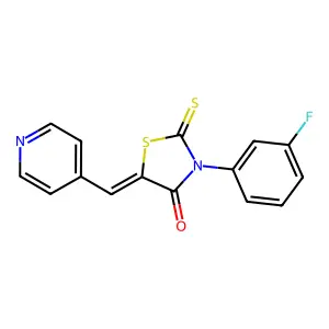 (Z)-3-(3-fluorophenyl)-5-(pyridin-4-ylmethylene)-2-thioxothiazolidin-4-one structure