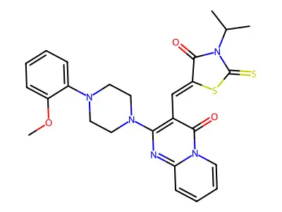 2-[4-(2-methoxyphenyl)piperazin-1-yl]-3-{(Z)-[4-oxo-3-(propan-2-yl)-2-thioxo-1,3-thiazolidin-5-ylidene]methyl}-4H-pyrido[1,2-a]pyrimidin-4-one structure