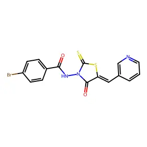 4-bromo-N-[(5Z)-4-oxo-5-(pyridin-3-ylmethylidene)-2-thioxo-1,3-thiazolidin-3-yl]benzamide structure