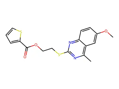 2-[(6-Methoxy-4-methylquinazolin-2-yl)sulfanyl]ethyl thiophene-2-carboxylate structure