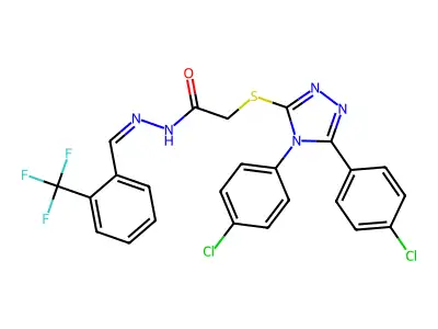 2-{[4,5-BIS(4-CHLOROPHENYL)-4H-1,2,4-TRIAZOL-3-YL]SULFANYL}-N'-{(E)-[2-(TRIFLUOROMETHYL)PHENYL]METHYLIDENE}ACETOHYDRAZIDE structure