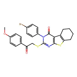 3-(4-bromophenyl)-2-{[2-(4-methoxyphenyl)-2-oxoethyl]sulfanyl}-5,6,7,8-tetrahydro[1]benzothieno[2,3-d]pyrimidin-4(3H)-one structure