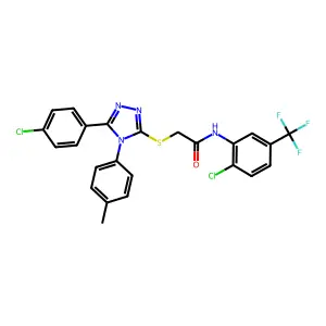2-{[5-(4-chlorophenyl)-4-(4-methylphenyl)-4H-1,2,4-triazol-3-yl]sulfanyl}-N-[2-chloro-5-(trifluoromethyl)phenyl]acetamide structure