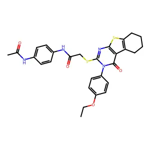 N-[4-(acetylamino)phenyl]-2-{[3-(4-ethoxyphenyl)-4-oxo-3,4,5,6,7,8-hexahydro[1]benzothieno[2,3-d]pyrimidin-2-yl]sulfanyl}acetamide structure